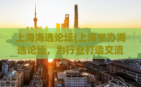 上海海选论坛(上海举办海选论坛，为行业打造交流平台)